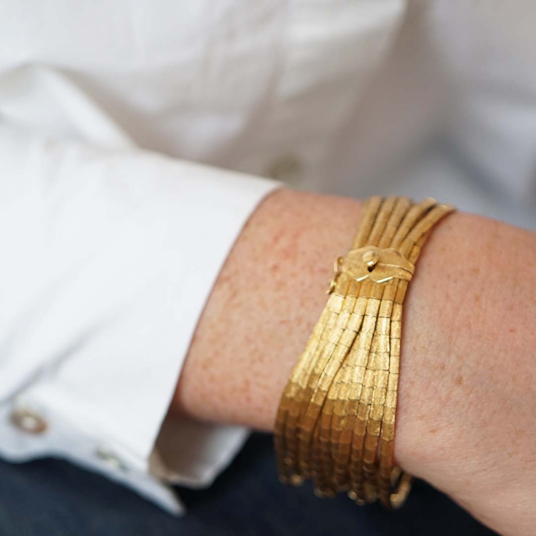 multi-row gold bracelet