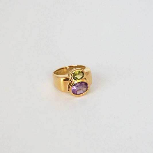 Amethyst and peridot ring